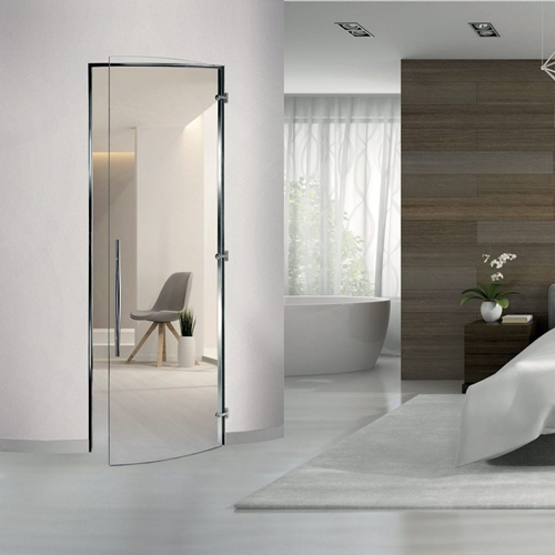 Mẫu cửa kính cường lực 1 cánh mở quay sang trọng