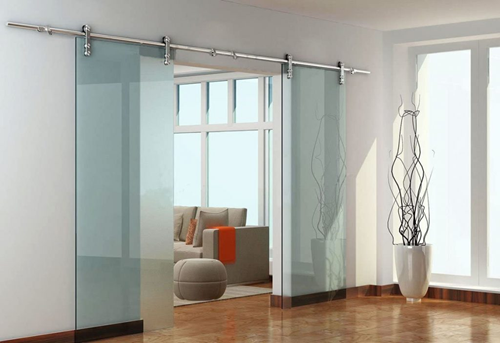 Mẫu cửa kính cường lực 2 cánh cửa lùa