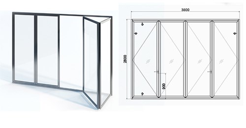 Bản vẽ mẫu cửa đi nhôm Xingfa xếp trượt