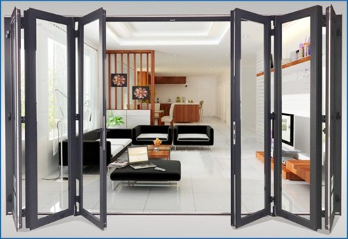 Mẫu cửa kính mặt tiền giúp mở rộng không gian và đón ánh nắng một cách tự nhiên