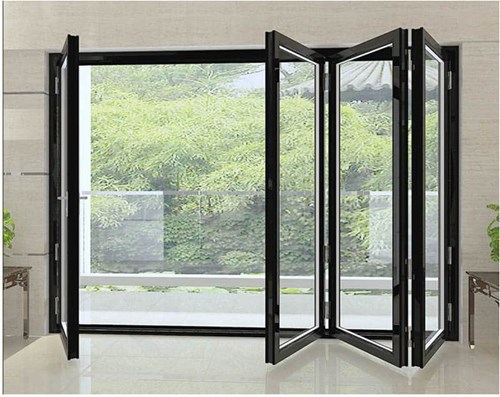 Cửa trượt xếp nhôm 4 cánh đơn giản