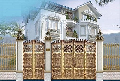 Mẫu cổng nhôm đúc hoa văn cổ điển cho biệt thự