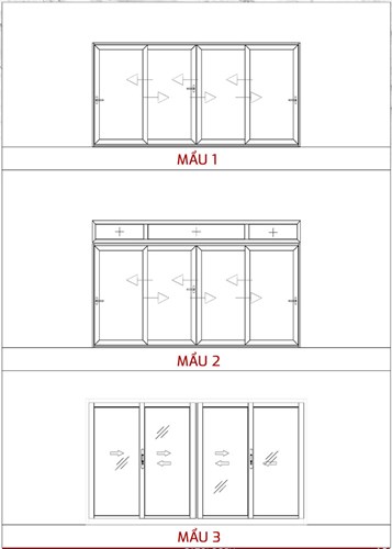 Các bản thiết kế mẫu cửa lùa 4 cánh đơn giản và phổ biến