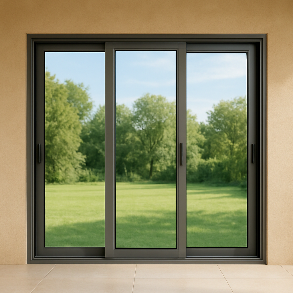 Cửa đi mở trượt - 3 ray 3 cánh - Hệ SD115