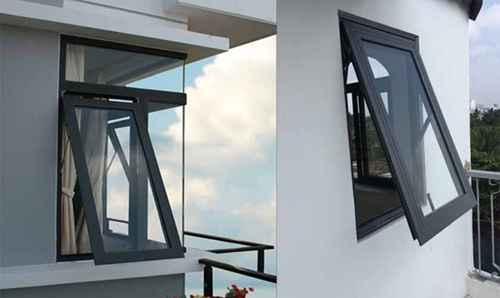 Mẫu cửa sổ nhôm Xingfa 1 cánh mở hất đẹp màu đen