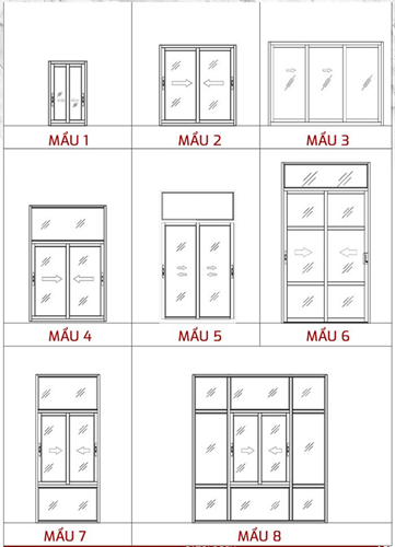 Bản vẽ các mẫu thiết kế cửa sổ lùa 2 cánh HIVIDOOR đa dạng kích thước