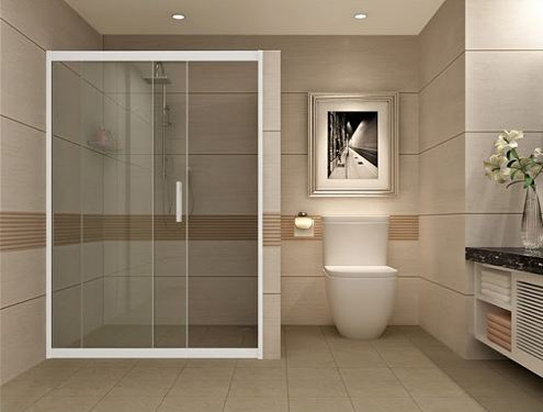 Vách kính nhà tắm cửa lùa phù hợp với mọi phong cách
