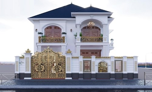 Cổng nhôm đúc có 4 cánh hiện đại, tinh tế cho villa
