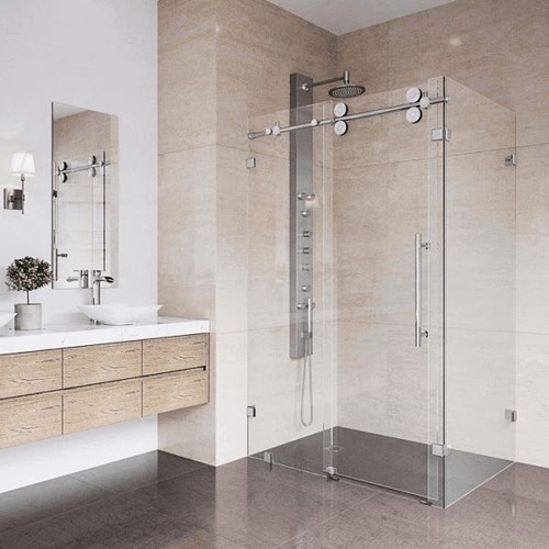 Cấu tạo vách ngăn kính phòng tắm bao gồm: kính, hệ gioăng cao su kép,...