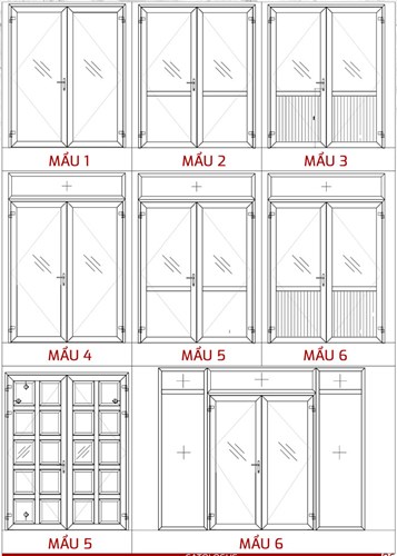 Thiết kế những mẫu cửa đi 2 cánh nhôm Xingfa phổ biến hiện nay